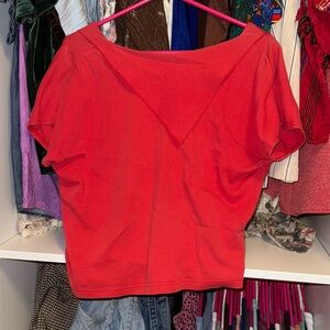 Vibrant Red Short Sleeve Women's Top